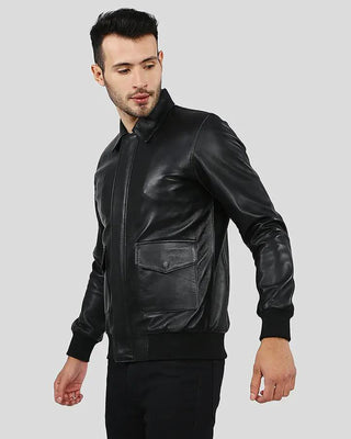 Men's Wilt Black Bomber Leather Jacket