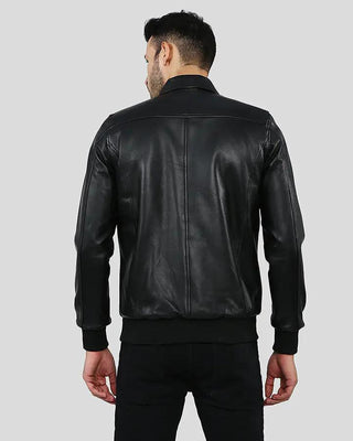 Men's Wilt Black Bomber Leather Jacket – view 3