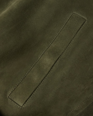 Mens Bradford Olive Suede Bomber Jacket with Woven Leather Collar 2