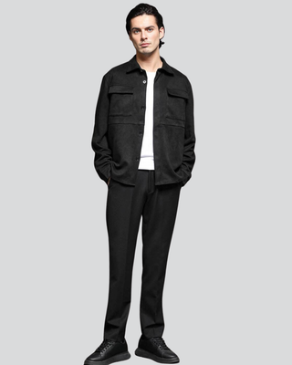 Mens Casper Black Suede Jacket with Utility Pockets 4