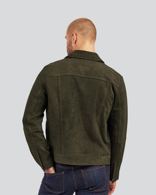 Mens Miko Olive Green Suede Leather Jacket 2