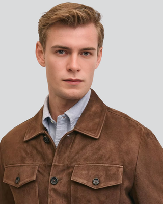 Mens Travis Brown Suede Leather Jacket 1