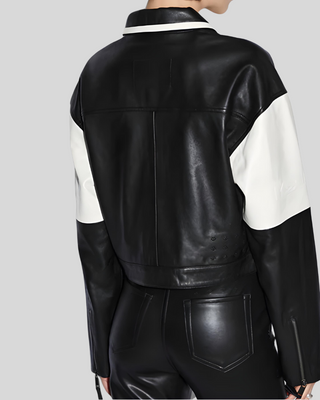 Monochrome Moto Leather Biker Jacket 3