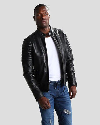 Men's Neil Black Quilted Lambskin Leather Jacket – view 3