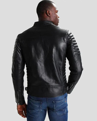 Men's Neil Black Quilted Lambskin Leather Jacket – view 6