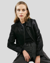 Evelyn Black Bomber Leather Jacket 1