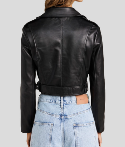 Chic Urbanite Cropped Black Leather Moto Jacket 3