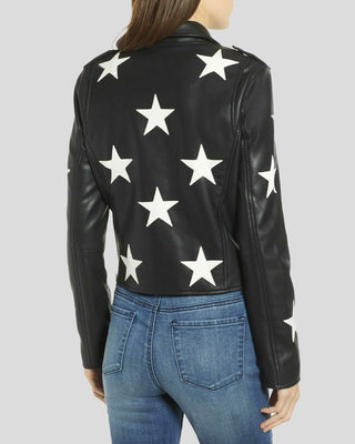 Women's Midnight Allure Leather Star-Embellished Jacket – view 2