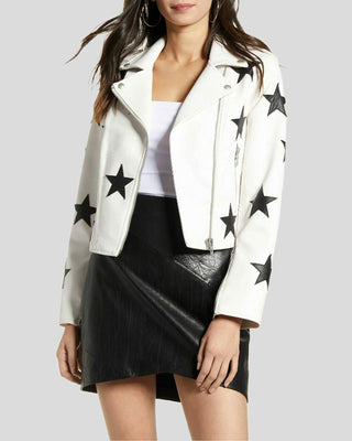 Women's Midnight Allure Leather Star-Embellished Jacket – view 4