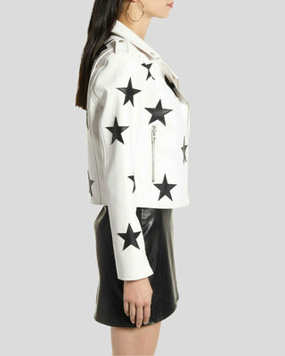 Women's Midnight Allure Leather Star-Embellished Jacket – view 8