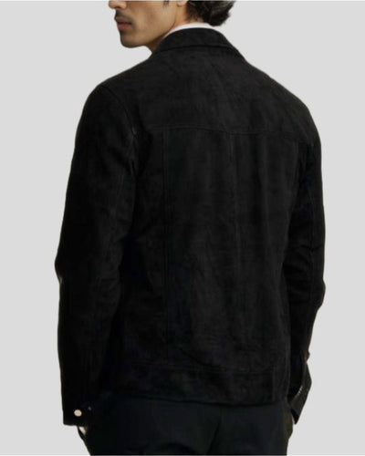 Alexander Black Suede Leather Jacket with Double Front Pocket