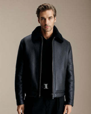 Men's Dastan Shearling Racer Leather Jacket