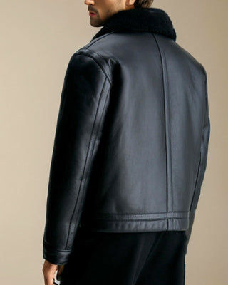 Men's Dastan Shearling Racer Leather Jacket – view 2