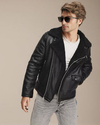 Men's Zayn Shearling Biker Leather Jacket