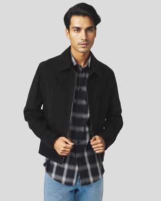 Men's Midnight Sable Suede Racer Jacket