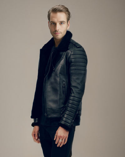 Arsalan Shearling Biker Leather Jacket 1