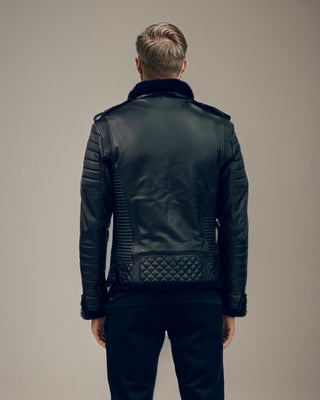 Men's Arsalan Shearling Biker Quilted Leather Jacket – view 3