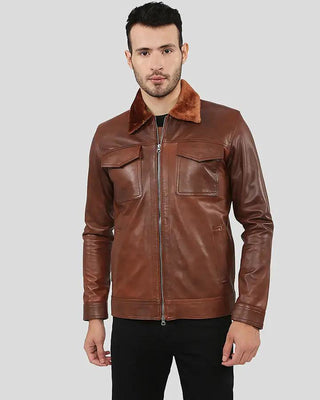 Men's Peyton Brown Racer Leather Jacket