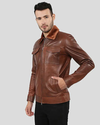 Men's Peyton Brown Racer Leather Jacket – view 6