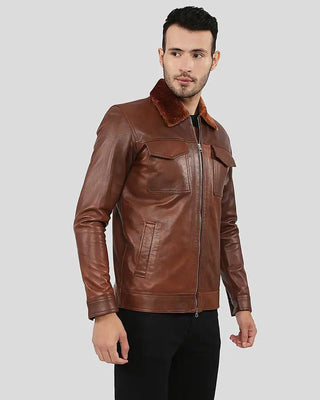 Men's Peyton Brown Racer Leather Jacket – view 2