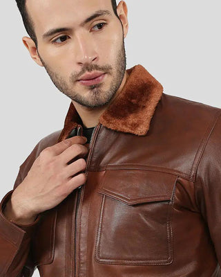 Men's Peyton Brown Racer Leather Jacket – view 4