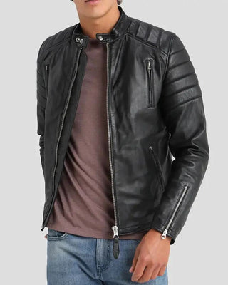 Men's Rene Black Quilted Lambskin Leather Jacket