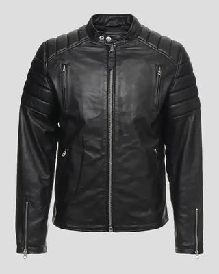 Men's Rene Black Quilted Lambskin Leather Jacket – view 2