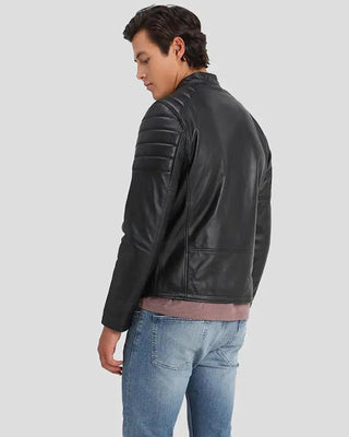 Men's Rene Black Quilted Lambskin Leather Jacket – view 4