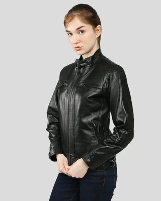 Women's Annalise Black Racer Leather Jackets
