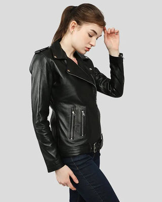 Women's Larisa Black Biker Leather Jackets