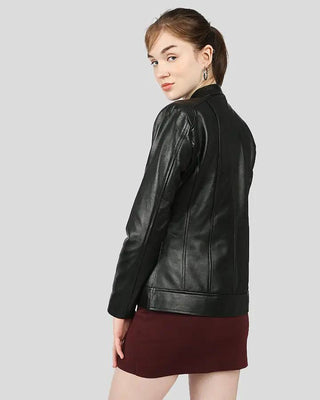 Women's Calista Black Racer Leather Jackets – view 5