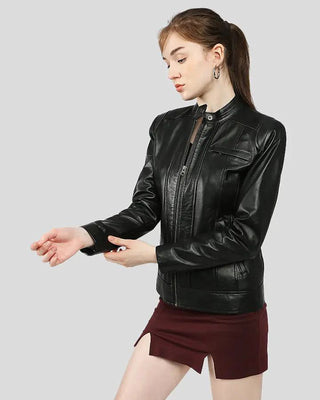Women's Calista Black Racer Leather Jackets