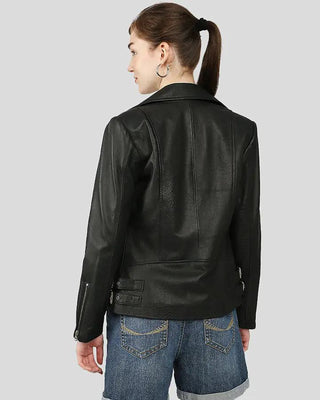 Women's Azaria Black Motorcycle Leather Jacket – view 6