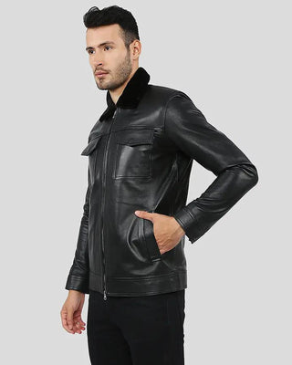Men's Walker Black Racer Leather Jacket – view 2