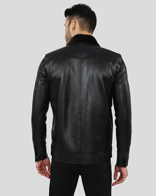 Men's Walker Black Racer Leather Jacket – view 4