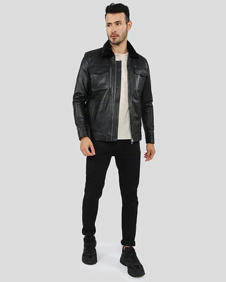 Men's Walker Black Racer Leather Jacket – view 6