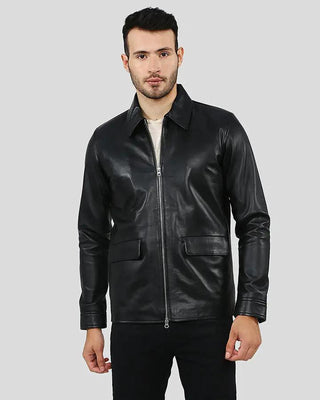Men's Warren Black Racer Leather Jacket