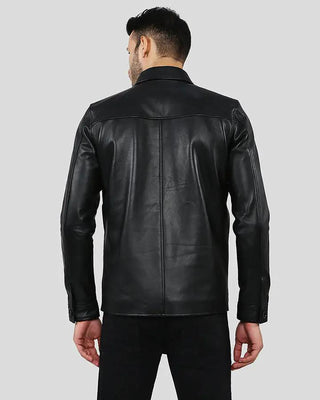 Men's Warren Black Racer Leather Jacket – view 4
