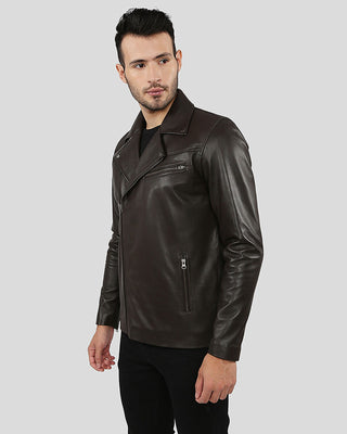 Men's Vermont Brown Motorcycle Leather Jacket – view 3