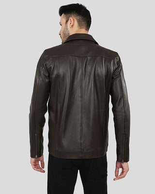 Men's Vermont Brown Motorcycle Leather Jacket – view 5