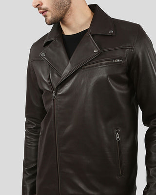 Men's Vermont Brown Motorcycle Leather Jacket – view 6