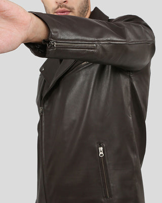 Men's Vermont Brown Motorcycle Leather Jacket – view 7