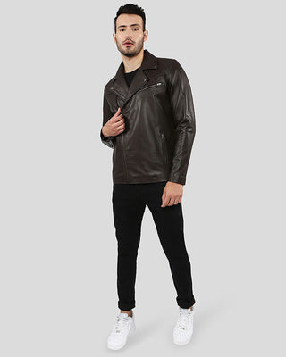 Men's Vermont Brown Motorcycle Leather Jacket – view 9