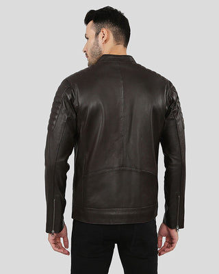 Men's Astro Brown Racer Quilted Leather Jacket – view 6