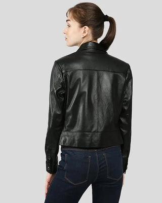 Women's Lorelei Black Racer Leather Jackets – view 3