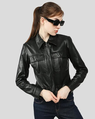 Women's Lorelei Black Racer Leather Jackets