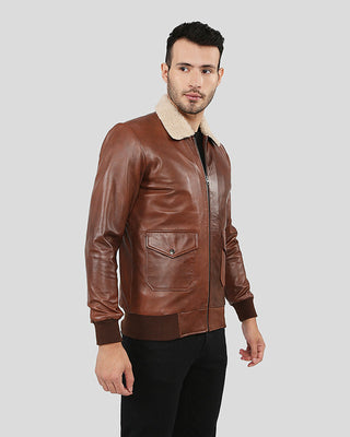 Men's Marcel Brown Bomber Leather Jacket