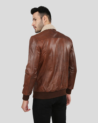 Men's Marcel Brown Bomber Leather Jacket – view 5