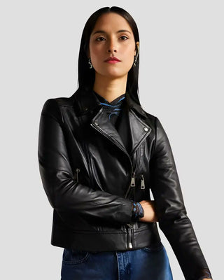 Women's Rebel Rider Black Biker Leather Jacket