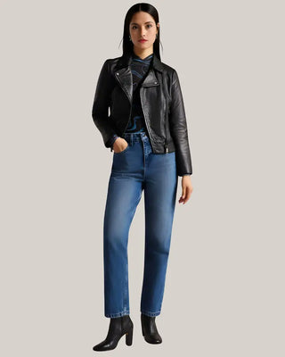Women's Rebel Rider Black Biker Leather Jacket – view 2